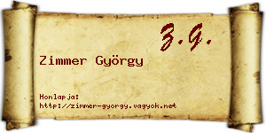 Zimmer György névjegykártya